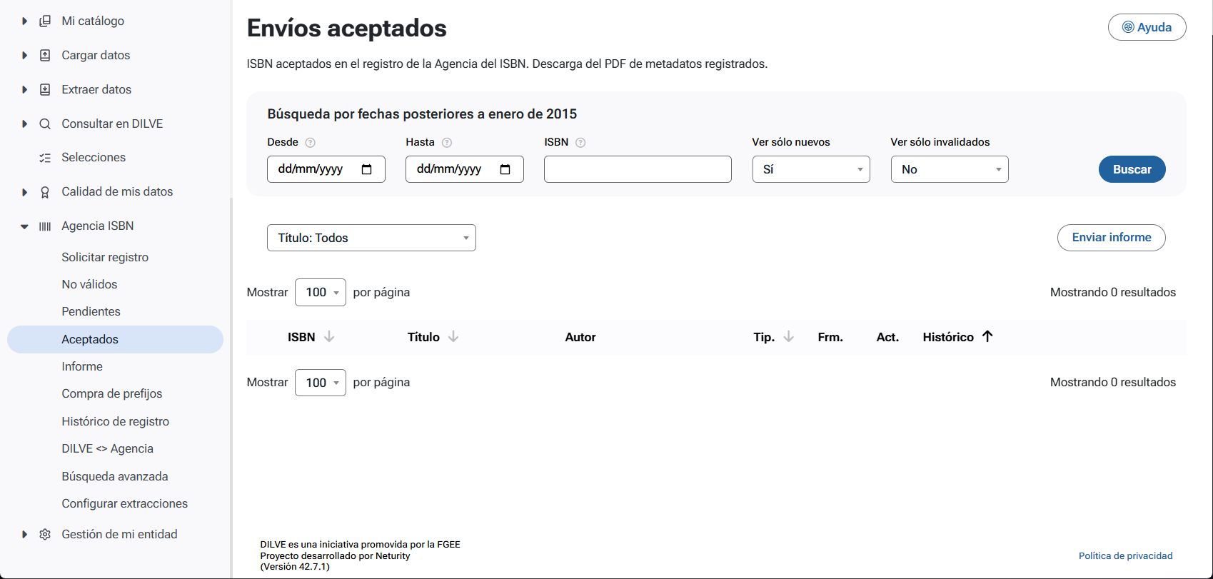 Listado de ISBN registrados en la Agencia del ISBN
