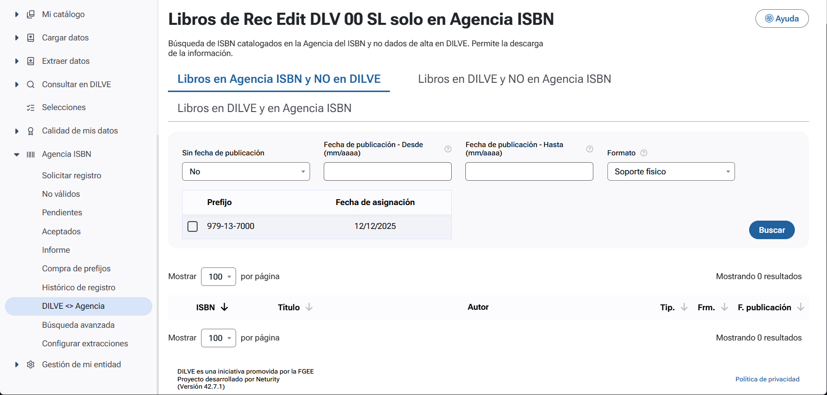 Comparativa entre DILVE y la Agencia del ISBN