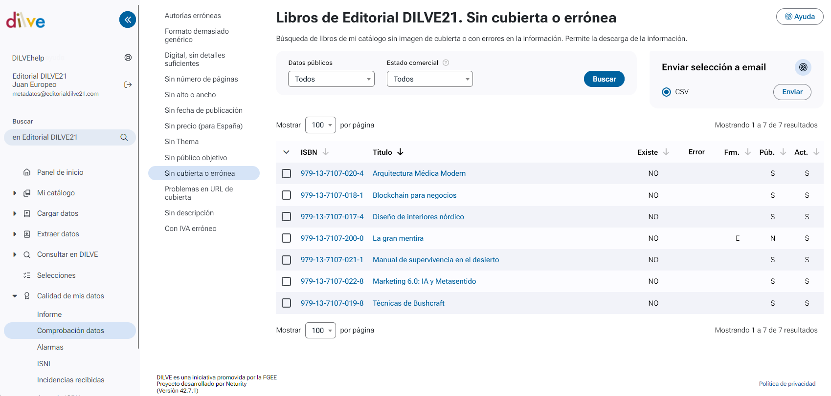 Listado de libros sin imagen de cubierta o errónea