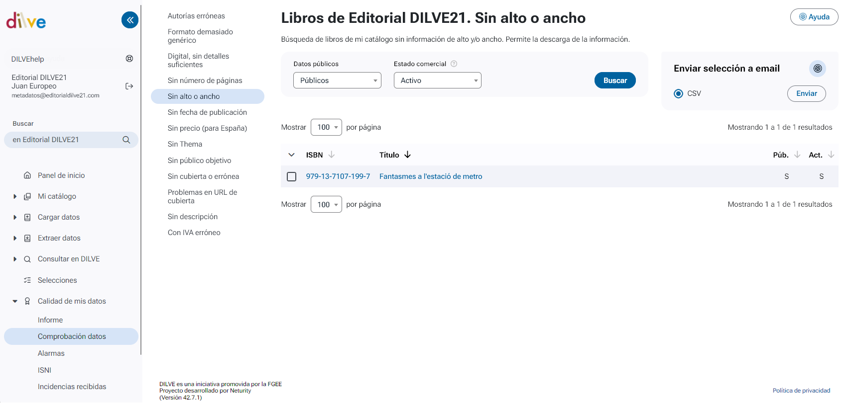 Listado de libros impresos sin alto o ancho