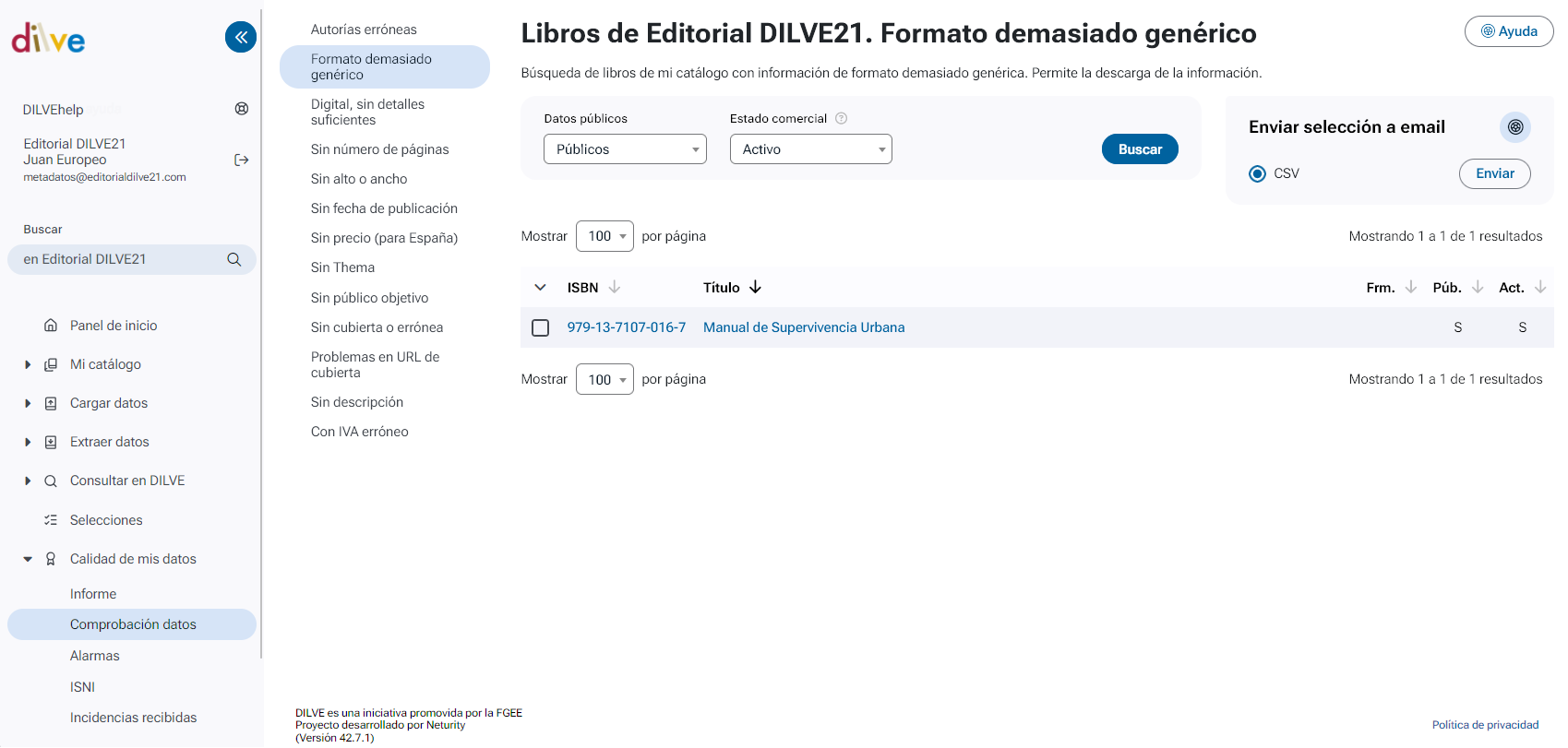 Listado de libros con formato demasiado genérico