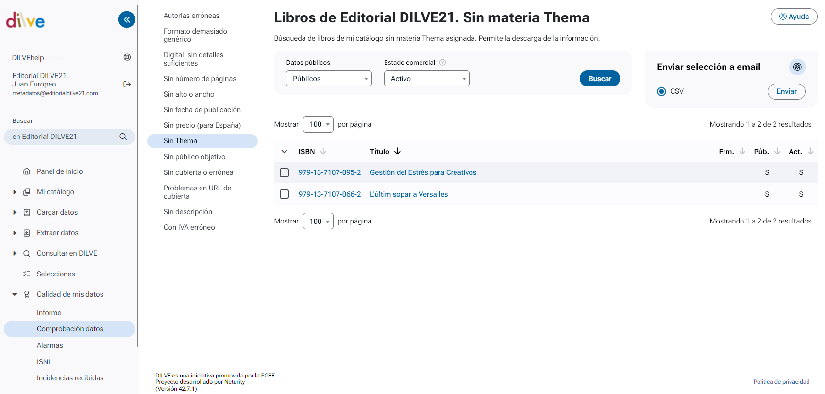 Listado de libros sin Thema