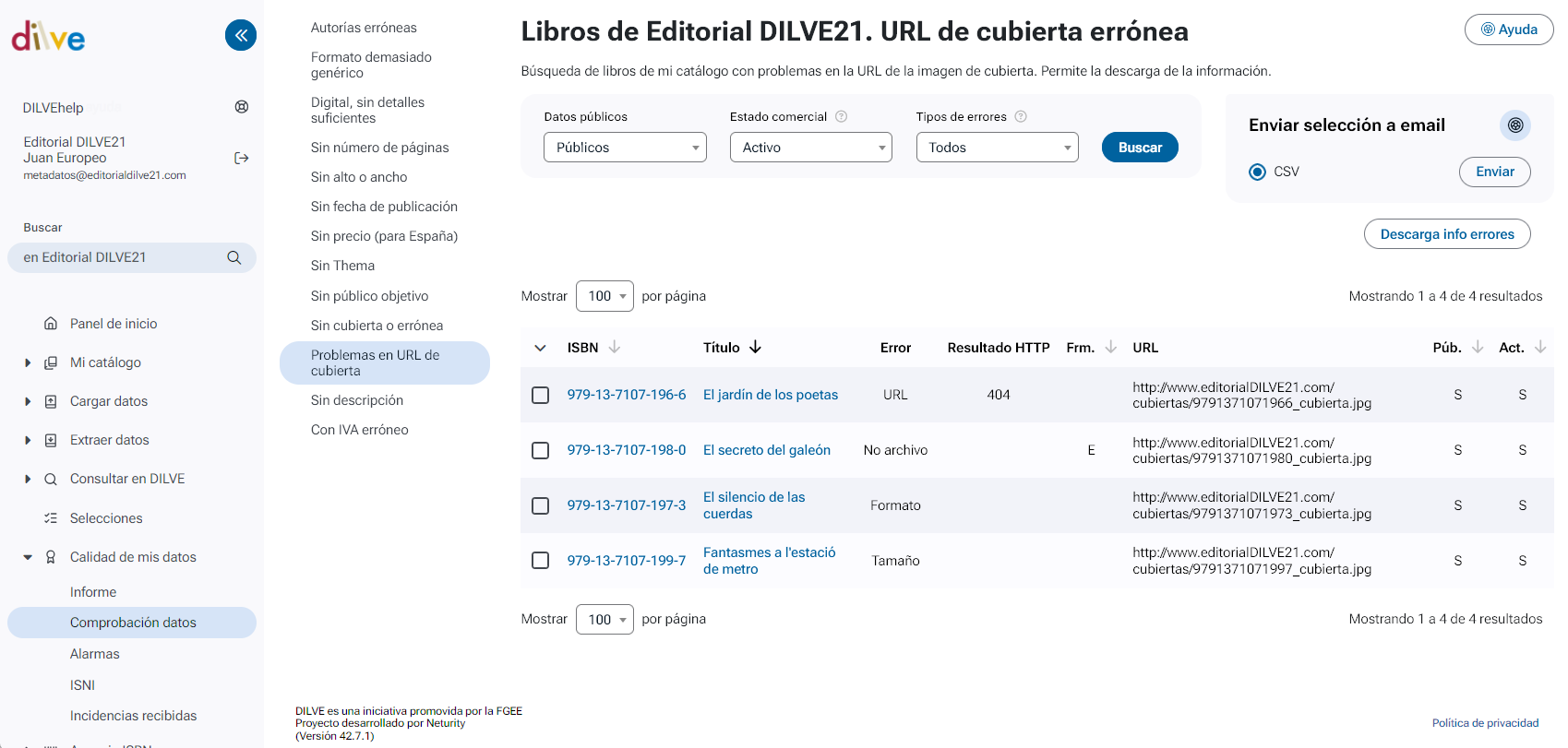 Listado de libros sin imagen de cubierta o errónea
