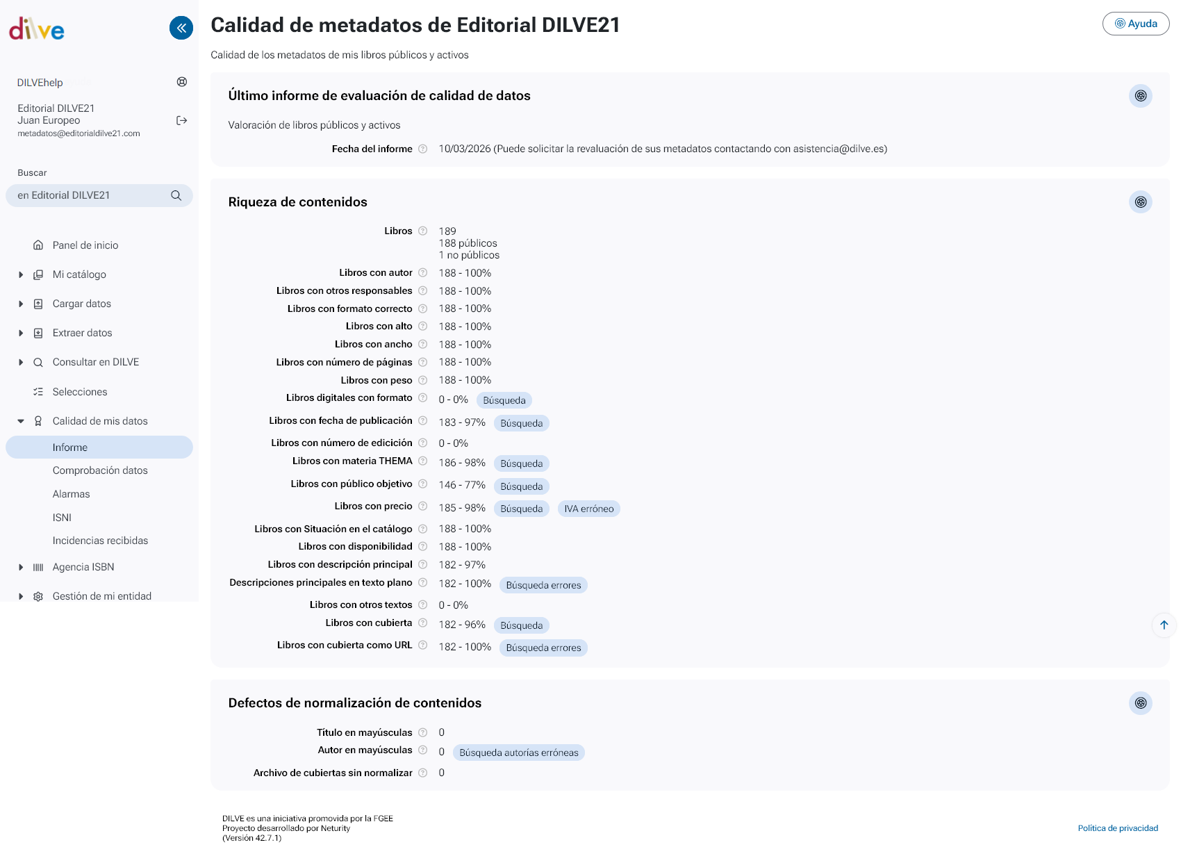 Informe de Calidad de Metadatos