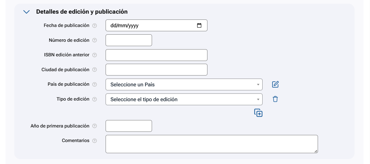 Detalles de edición y publicación
