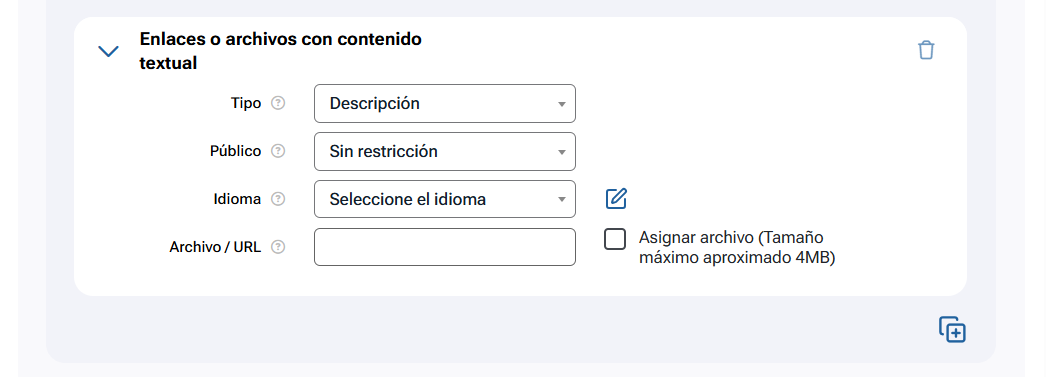 Enlaces o archivos con contenido textual