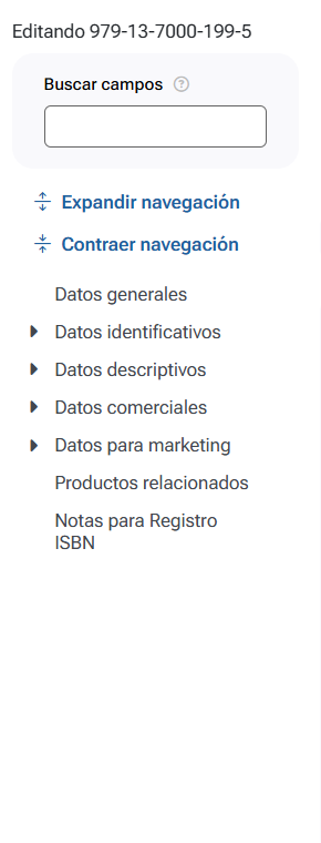 Menu de campos cerrado